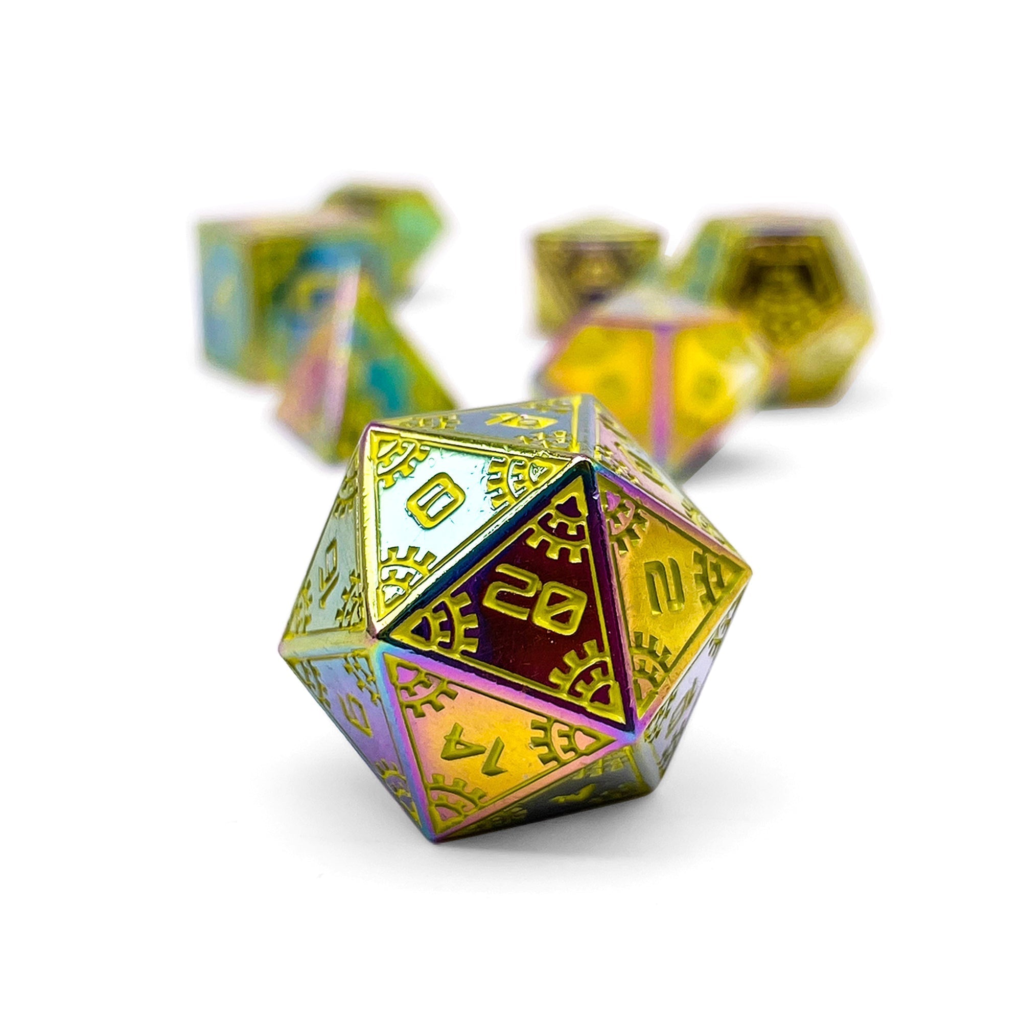 Solar Flare - Space Dice 7 Piece RPG Set-Zinc Alloy Dice-Norse Foundry-Dungeons and Dragons-D&D Dice-D20-Metal Dice Set-D&D-D&D Metal Dice Set-Perfect for Tabletop RPGs