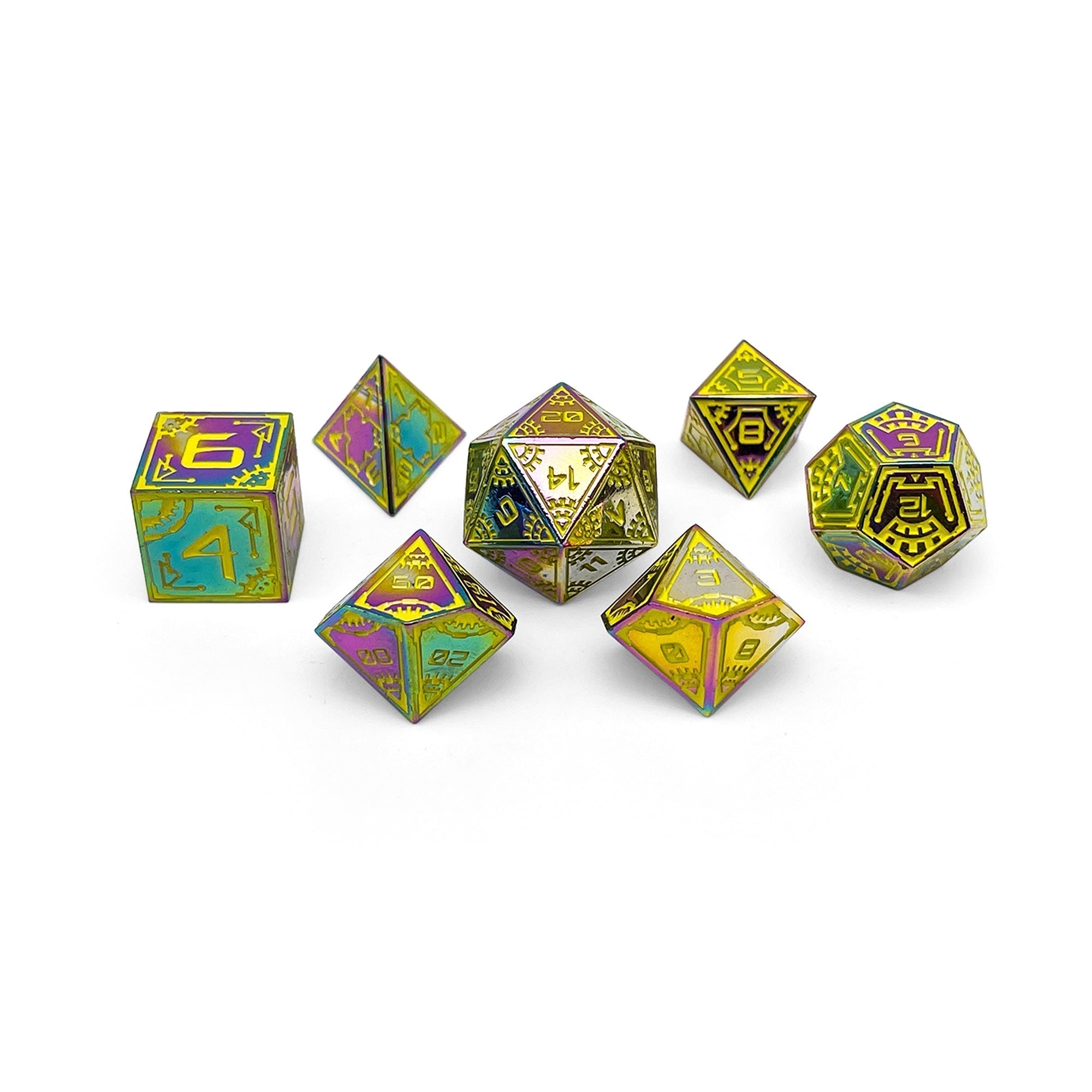 Solar Flare - Space Dice 7 Piece RPG Set-Zinc Alloy Dice-Norse Foundry-Dungeons and Dragons-DND Dice-D20-Metal Dice Set-DND-D&D Metal Dice Set-Perfect for Tabletop RPGs