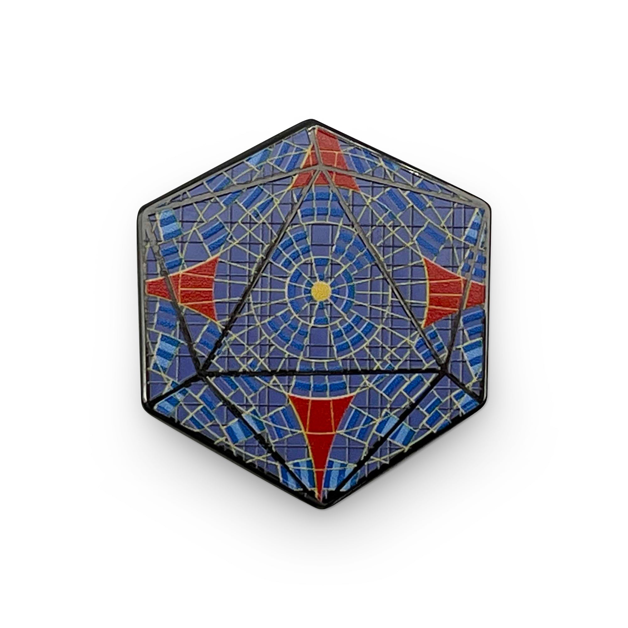 Stained Glass D20 Hex - Hard Enamel Adventure Pin Metal by Norse Foundry-Pins-Norse Foundry-D&D Enamel Pin-D&D Pin-Dungeons and Dragons Enamel Pin-DND Accessories