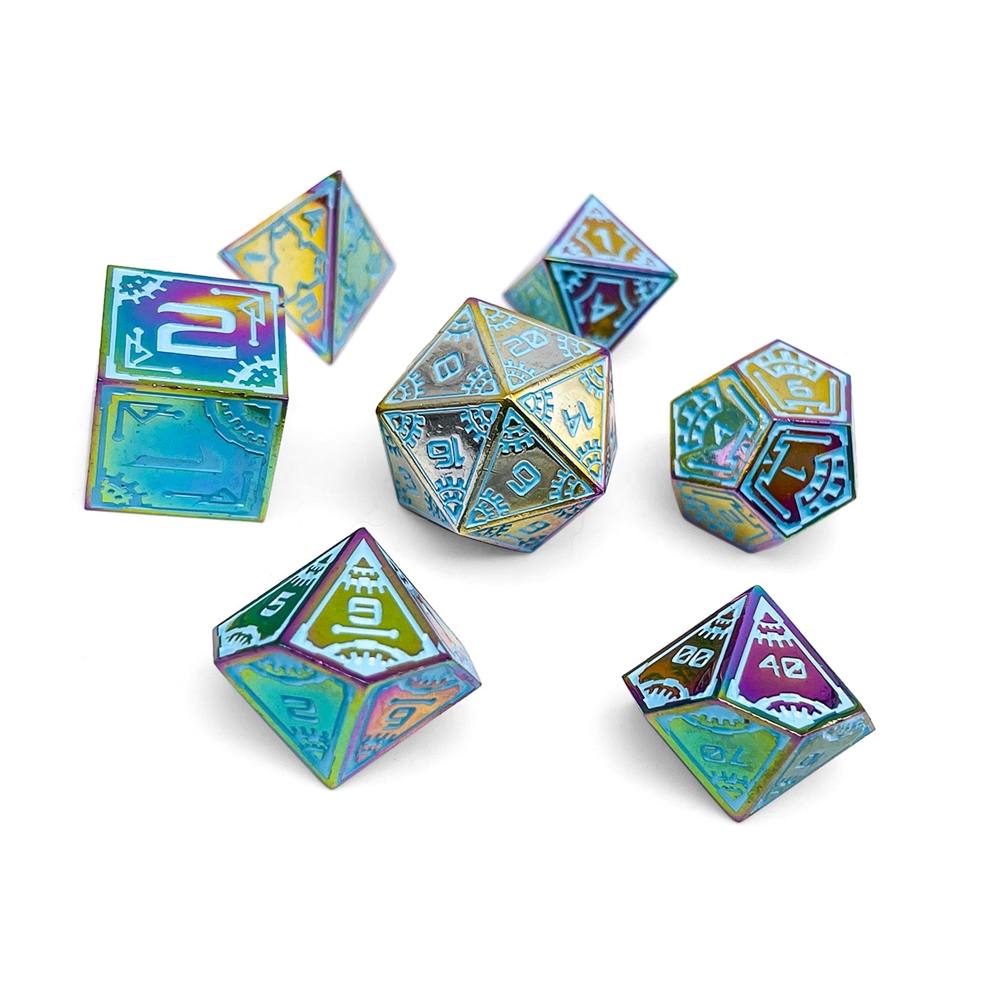 Stars of Auriga - Space Dice 7 Piece RPG Set Alloy Metal Dice-Metal - Zinc Alloy Dice-Norse Foundry-Dungeons and Dragons-DND Dice-D20-Metal Dice Set-DND-D&D Metal Dice Set-Perfect for Tabletop RPGs