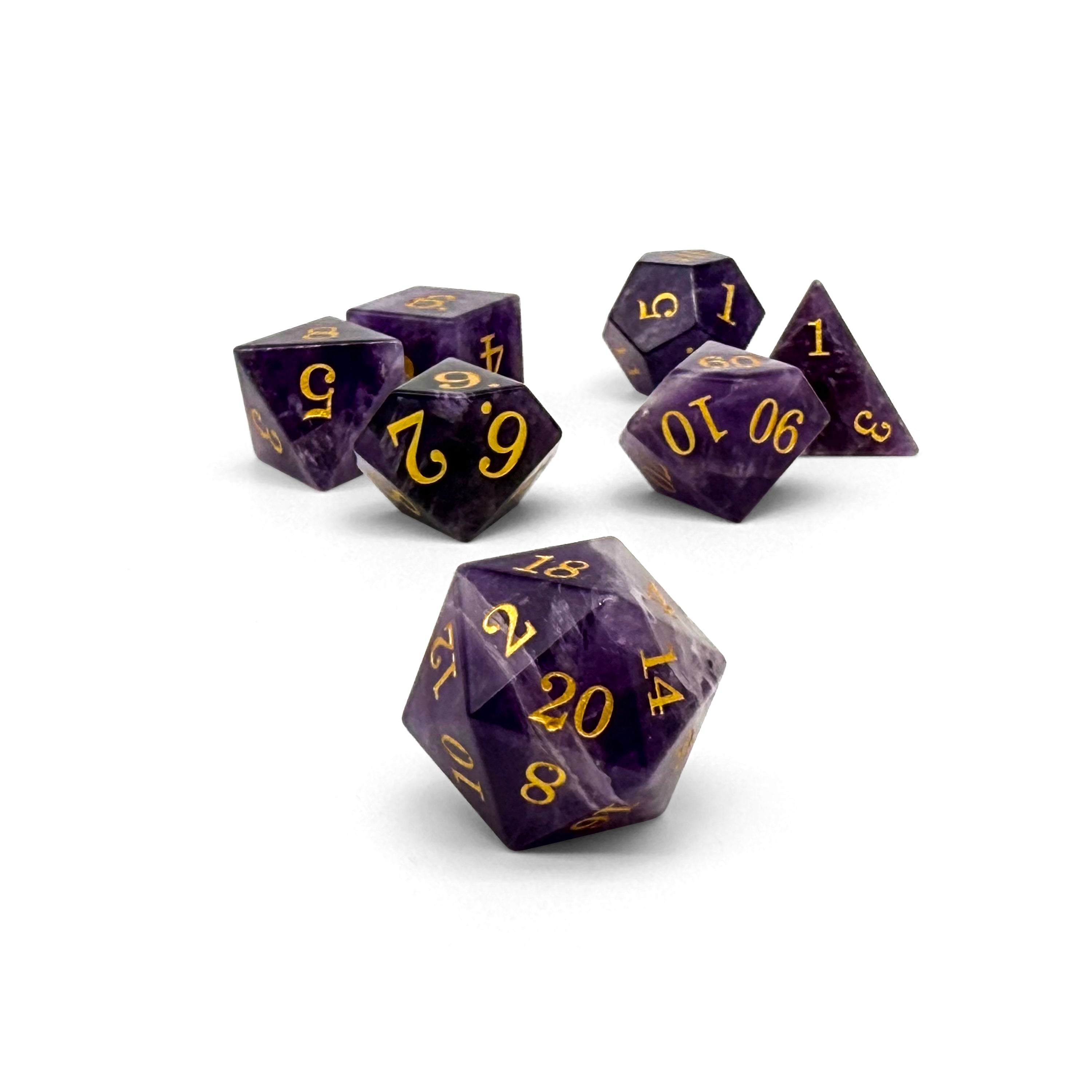 Storybook - Amethyst-Gemstone Dice-Norse Foundry-Gemstone Dice-Dungeons and Dragons Dice-Gem Dice-D&D Dice-Gaming Dice-Perfect for Tabletop RPGs-Dice Set