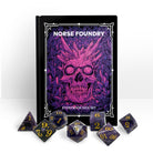 Storybook - Amethyst-Gemstone Dice-Norse Foundry-Norse Foundry-dungeons & dragons-d&d dice set-rpg dice set-gemstone dice set-d&d-tin book-perfect for tabletop rpgs