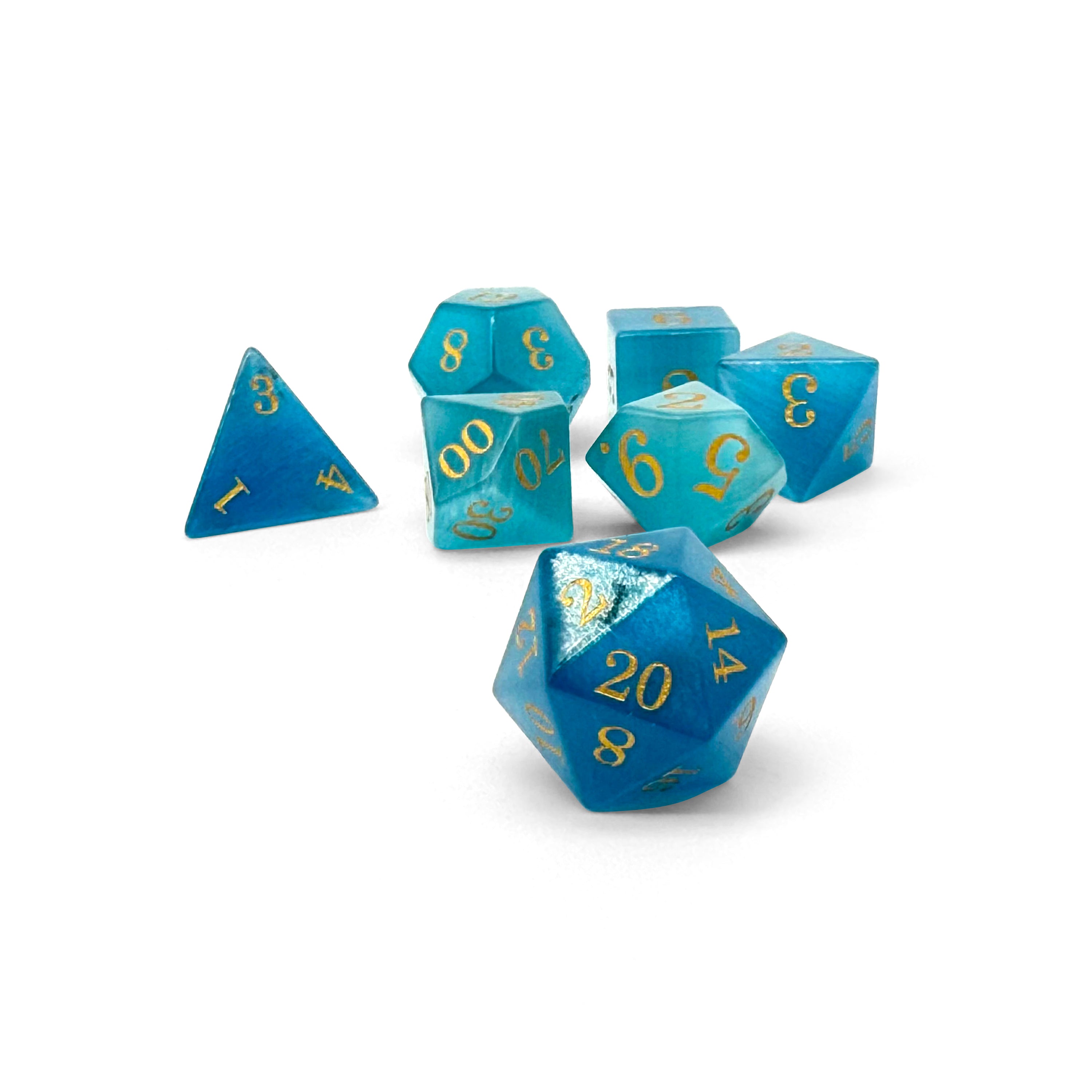 Storybook - Aquamarine Cats Eye-Glass Dice-Norse Foundry -Glass Dice-Dungeons & Dragons Dice-Glass Dice-DnD Dice-Gaming Dice-Perfect for Tabletop RPGs-Dice Set