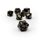 Storybook - Black Obsidian Holographic-Gemstone Dice-Norse Foundry -Norse Foundry-dungeons & dragons-d&d dice set-rpg dice set-gemstone dice set-d&d-tin book-perfect for tabletop rpgs
