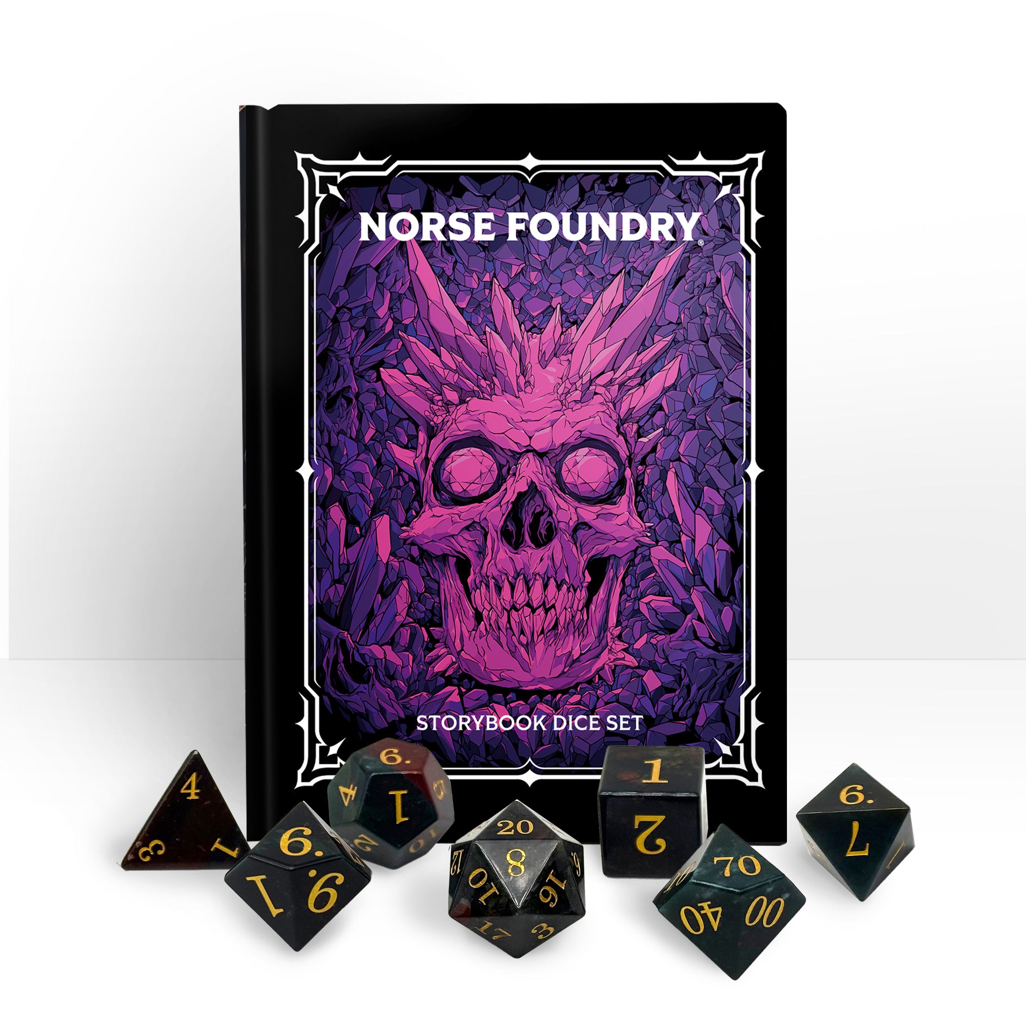 Storybook - Bloodstone-Gemstone Dice-Norse Foundry-Gemstone Dice-Dungeons & Dragons Dice-Gem Dice-D&D Dice-Gaming Dice-Perfect for Tabletop RPGs-Dice Set