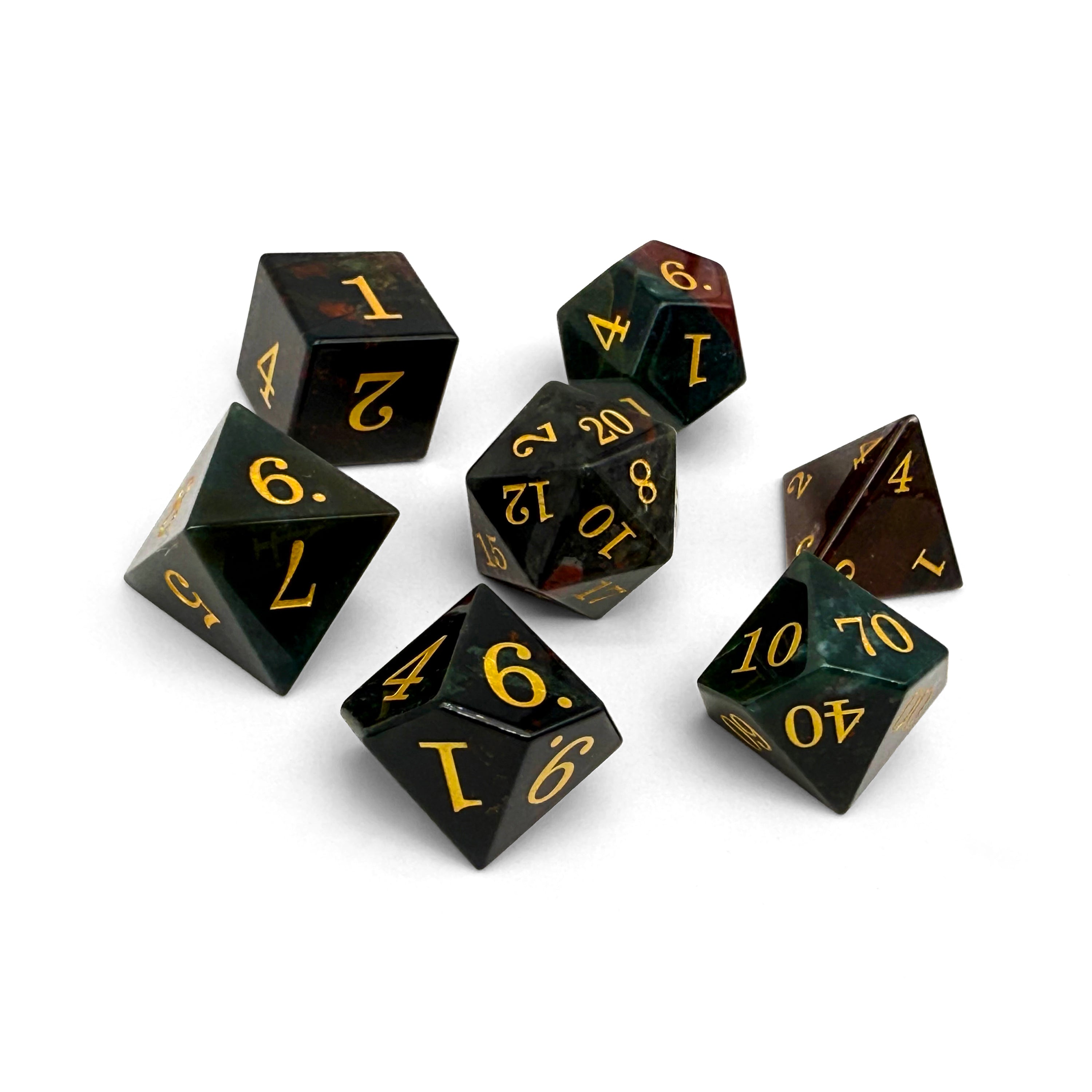 Storybook - Bloodstone-Gemstone Dice-Norse Foundry-Norse Foundry-dungeons & dragons-d&d dice set-rpg dice set-gemstone dice set-d&d-tin book-perfect for tabletop rpgs