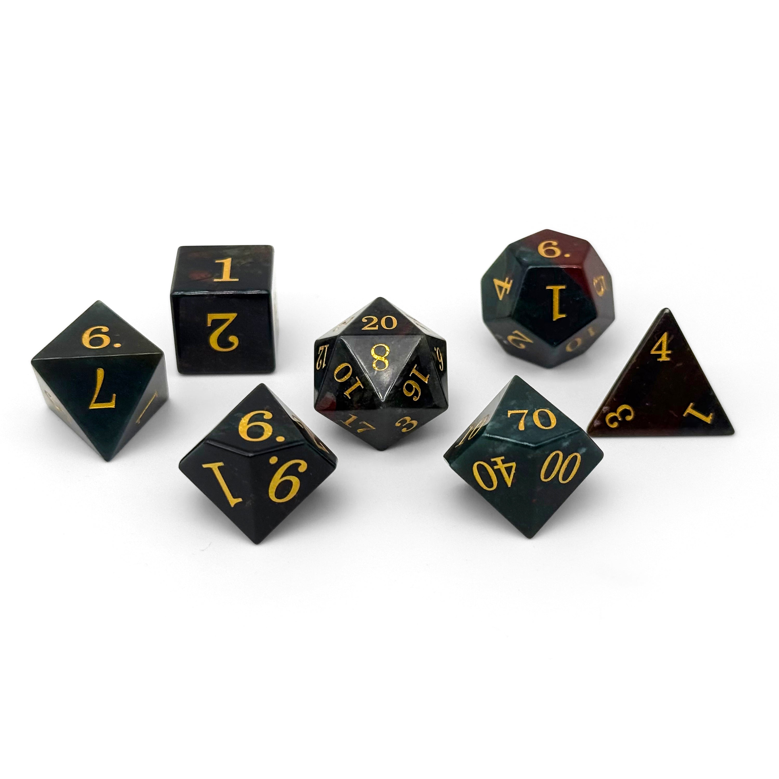 Storybook - Bloodstone-Gemstone Dice-Norse Foundry-Norse Foundry-dungeons & dragons-d&d dice set-rpg dice set-gemstone dice set-d&d-tin book-perfect for tabletop rpgs