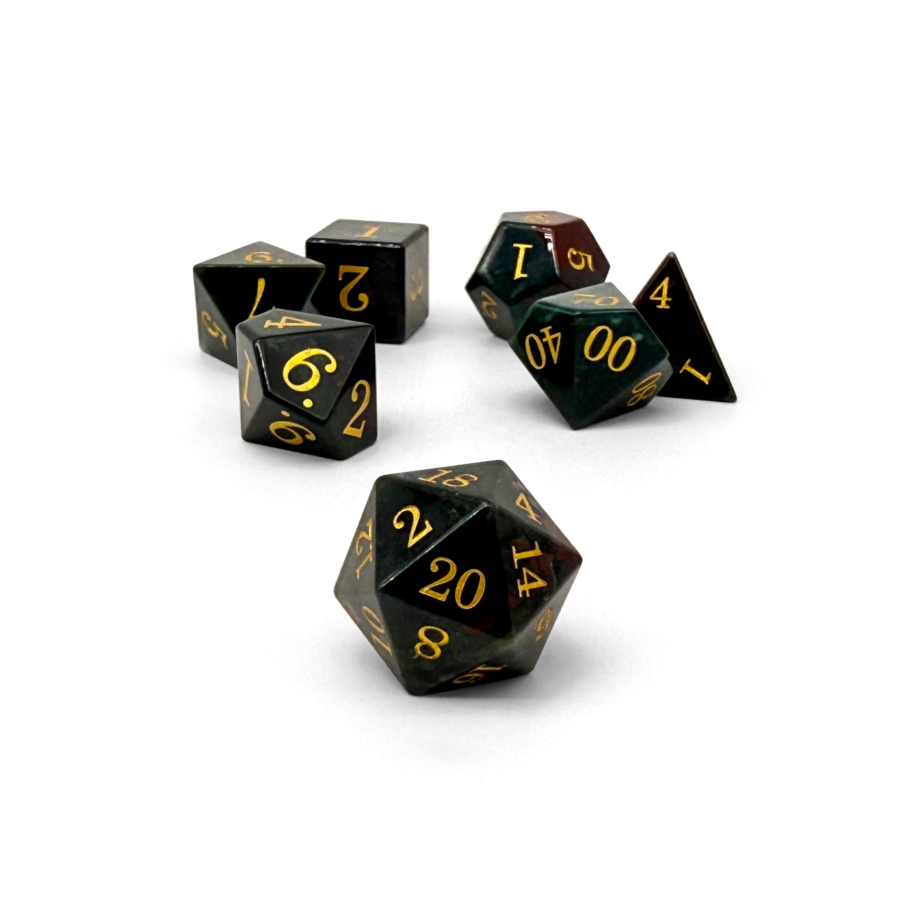 Storybook - Bloodstone-Gemstone Dice-Norse Foundry-Norse Foundry-dungeons & dragons-d&d dice set-rpg dice set-gemstone dice set-d&d-tin book-perfect for tabletop rpgs