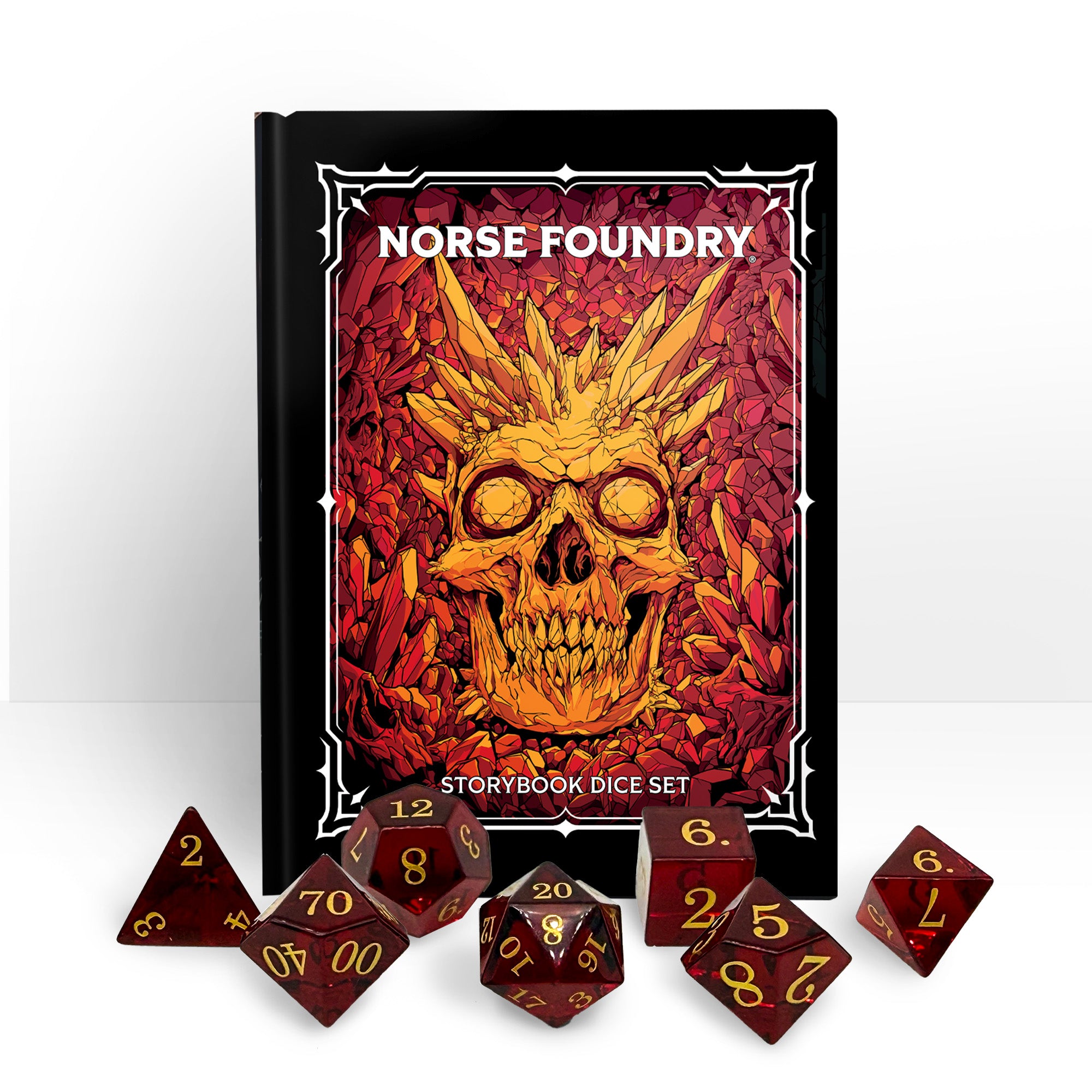 Storybook - Garnet Zircon-Glass Dice-Norse Foundry -Glass Dice-Dungeons & Dragons Dice-Glass Dice-D&D Dice-Gaming Dice-Perfect for Tabletop RPGs-Dice Set