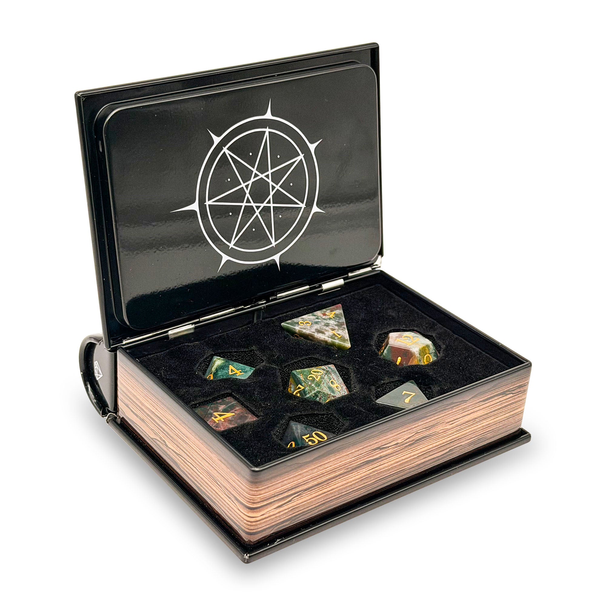 Storybook - Indian Agate-Gemstone Dice-Norse Foundry -Gemstone Dice-Dungeons & Dragons Dice-Gem Dice-DnD Dice-Gaming Dice-Perfect for Tabletop RPGs-Dice Set