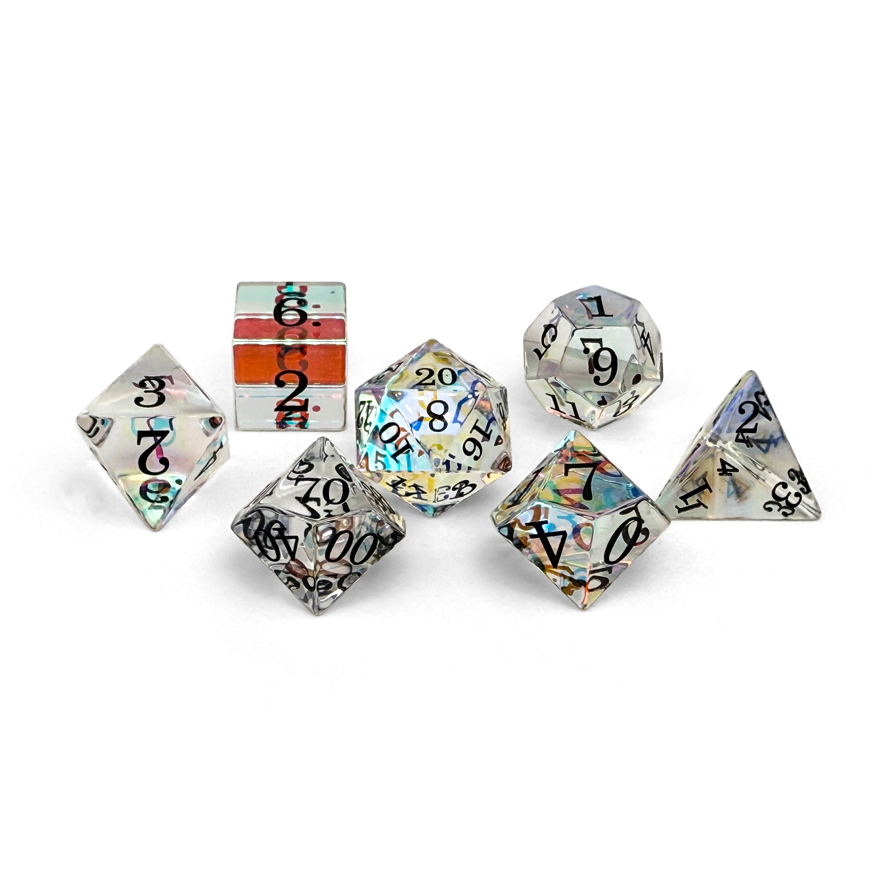 Storybook - K9 Rainbow Glass-Glass Dice-Norse Foundry-Glass Dice-Dungeons and Dragons Dice-Glass Dice-D&D Dice-Gaming Dice-Perfect for Tabletop RPGs-Dice Set