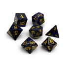 Storybook - Lapis Lazuli-Gemstone Dice-Norse Foundry -Norse Foundry-dungeons & dragons-d&d dice set-rpg dice set-gemstone dice set-d&d-tin book-perfect for tabletop rpgs