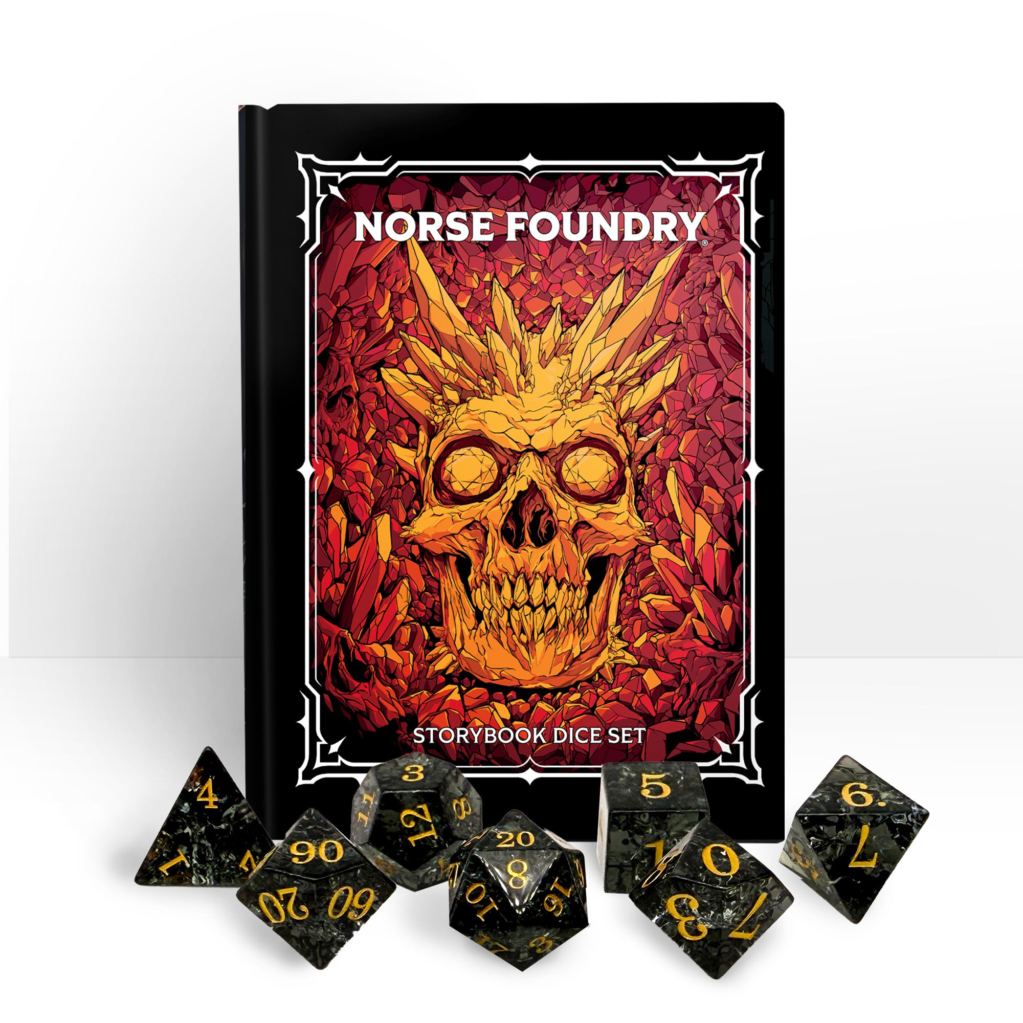 Storybook - Shattered Smoke Zircon-Glass Dice-Norse Foundry -Glass Dice-Dungeons & Dragons Dice-Glass Dice-DnD Dice-Gaming Dice-Perfect for Tabletop RPGs-Dice Set