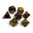 Storybook - Tiger's Eye-Gemstone Dice-Norse Foundry -Norse Foundry-dungeons & dragons-d&d dice set-rpg dice set-gemstone dice set-d&d-tin book-perfect for tabletop rpgs