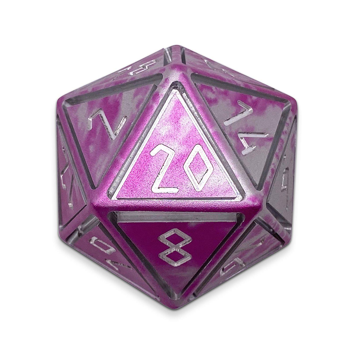 Sugar Bomb - Nimbus™ Boulder® 55mm 6063 Aluminum Wondrous Dice-Dice-Norse Foundry-Norse Foundry-aluminum dice-dungeons & dragons-d&d dice-rpg dice-d20-d&d-55mm-oversize-boulder-perfect for tabletop rpgs