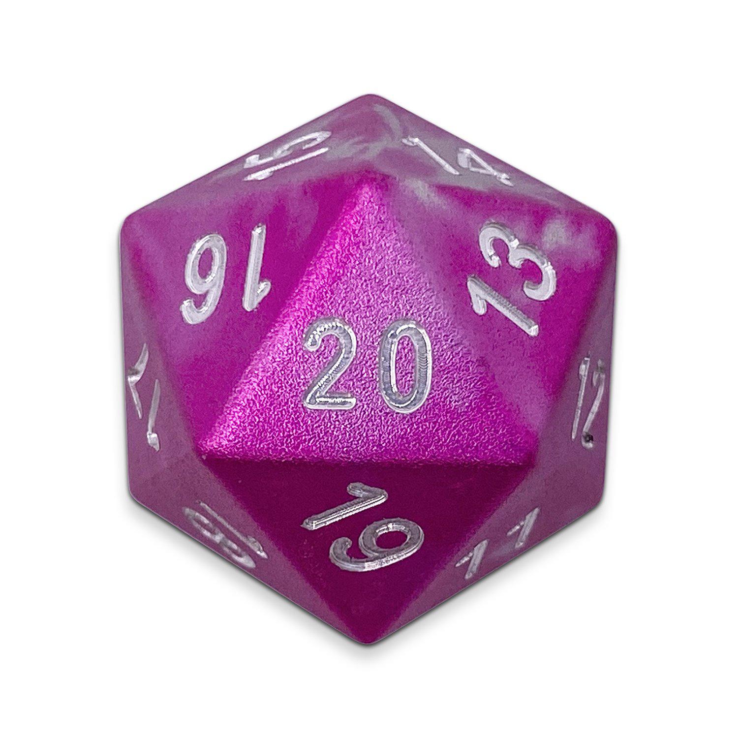 Koplow D20 Single 55mm Countdown Dice - Ivory, Bagged, Large Polyhedral Dice For Tabletop Games