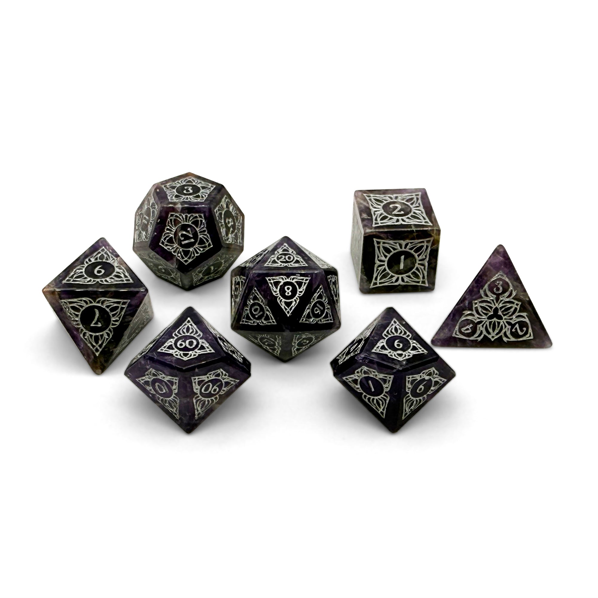 Sylvan Weaver - Amethyst-Gemstone Dice-Norse Foundry-Dungeons and Dragons-D&D Dice-D20-Dice Set-D&D-Perfect for Tabletop RPGs
