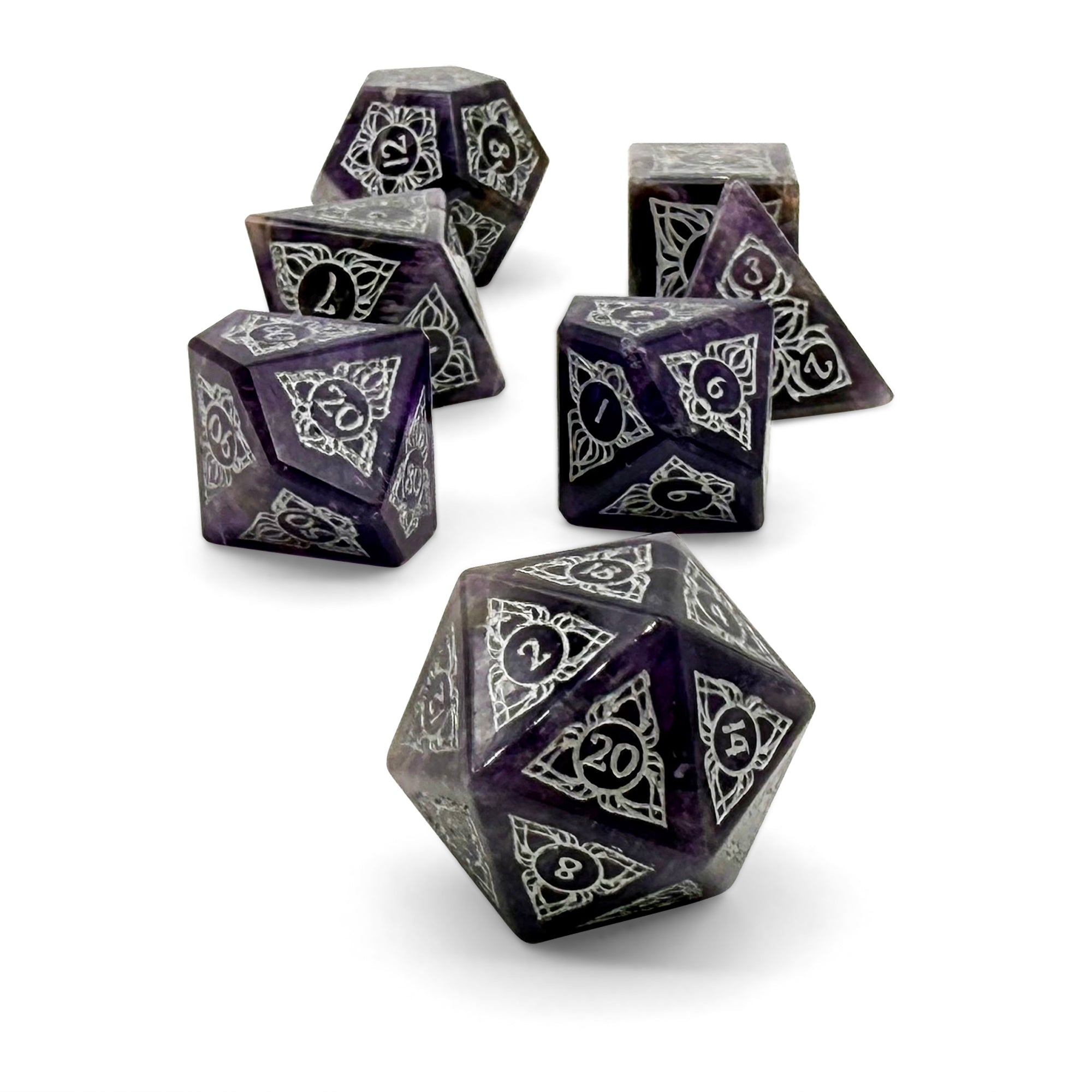 Sylvan Weaver - Amethyst-Gemstone Dice-Norse Foundry-Dungeons and Dragons-D&D Dice-D20-Dice Set-DnD-Perfect for Tabletop RPGs