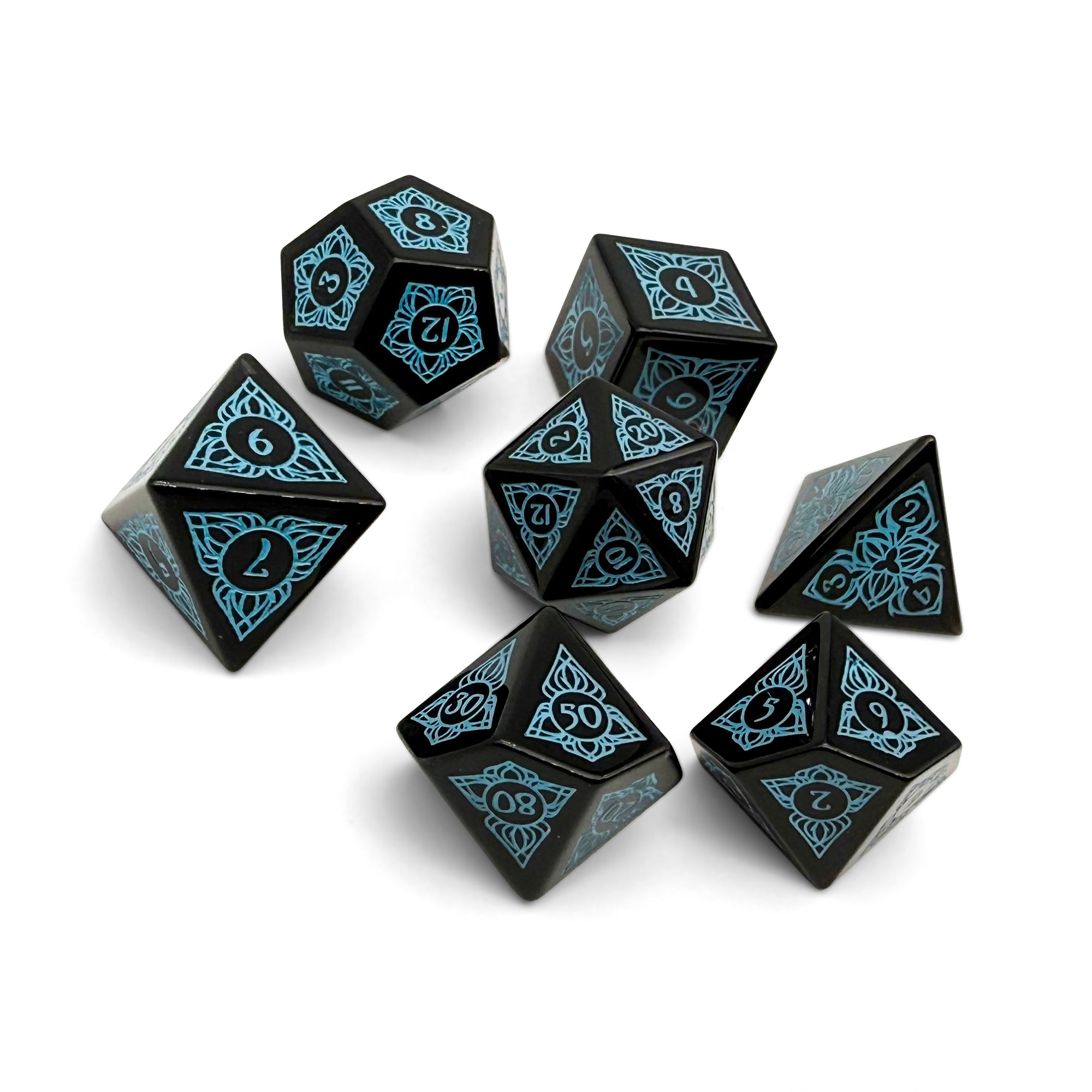 Sylvan Weaver - Black Obsidian-Gemstone Dice-Norse Foundry-Dungeons and Dragons-D&D Dice-D20-Dice Set-DnD-Perfect for Tabletop RPGs