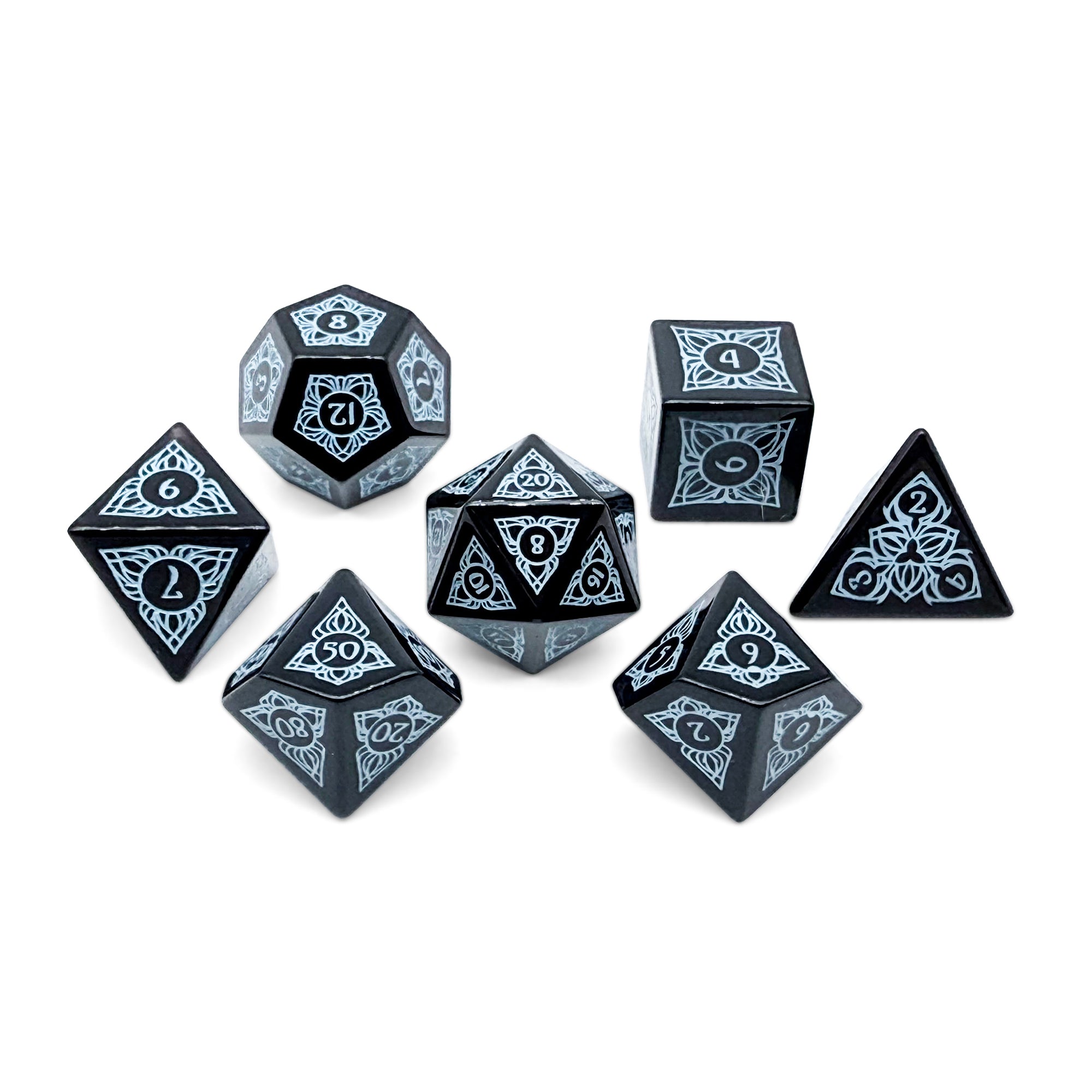 Sylvan Weaver - Black Obsidian-Gemstone Dice-Norse Foundry-Dungeons and Dragons-DnD Dice-D20-Dice Set-DnD-Perfect for Tabletop RPGs