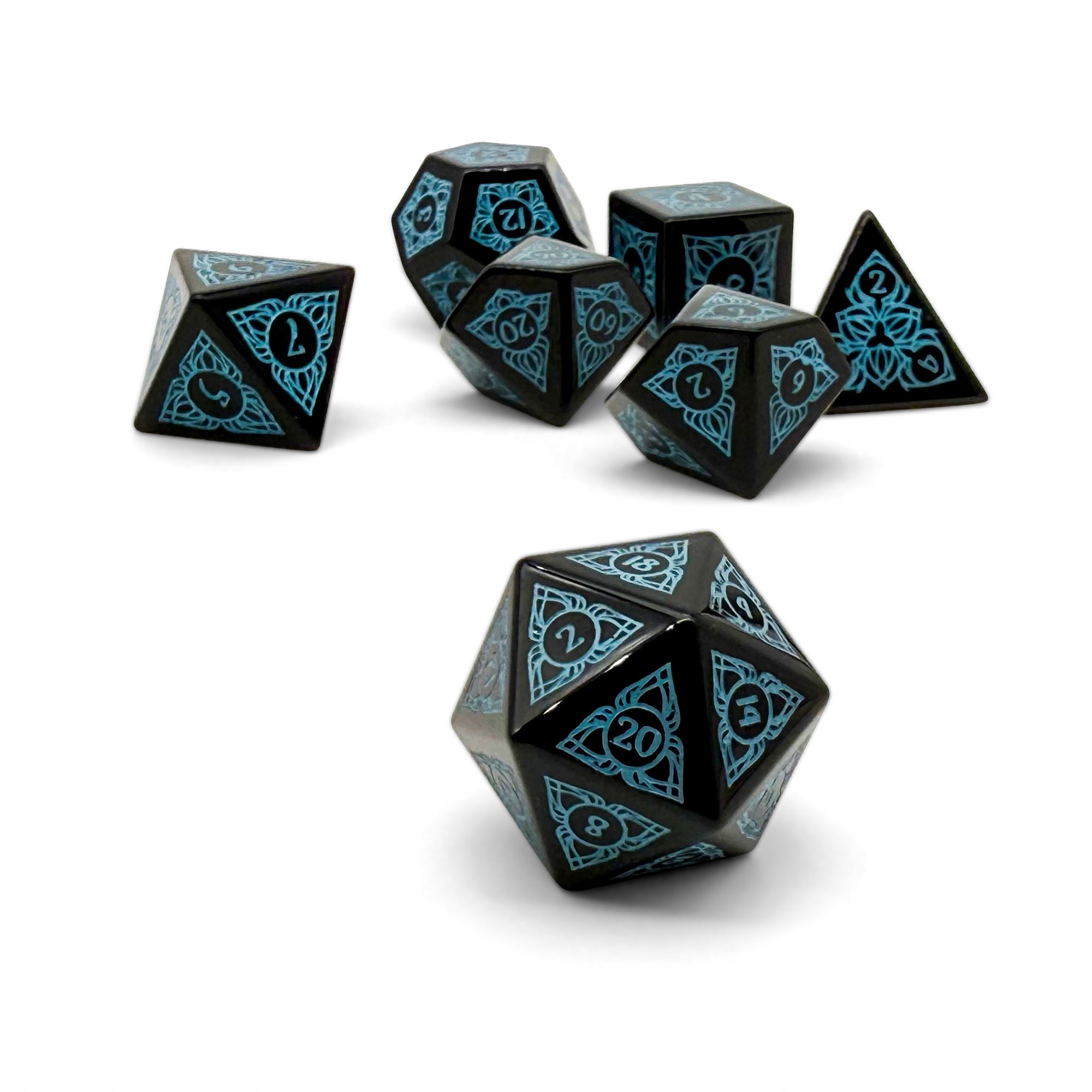 Sylvan Weaver - Black Obsidian-Gemstone Dice-Norse Foundry-Dungeons and Dragons-DnD Dice-D20-Dice Set-DnD-Perfect for Tabletop RPGs