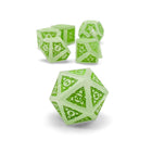Sylvan Weaver - Clear Quartz - Green Font-Gemstone Dice-Norse Foundry-Norse Foundry-dungeons & dragons-d&d dice set-rpg dice set-gemstone dice set-d&d-perfect for tabletop rpgs