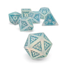 Sylvan Weaver - Frosted K9 - Blue Font-Glass Dice-Norse Foundry-Dungeons and Dragons-D&D Dice-D20-Dice Set-D&D-Perfect for Tabletop RPGs