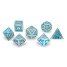 Sylvan Weaver - Frosted K9 - Blue Font-Glass Dice-Norse Foundry-Norse Foundry-glass dice-dungeons & dragons-d&d dice set-rpg dice set-glass dice set-d&d-perfect for tabletop rpgs
