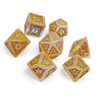 Sylvan Weaver - Frosted K9 - Gold Font-Glass Dice-Norse Foundry-Norse Foundry-glass dice-dungeons & dragons-d&d dice set-rpg dice set-glass dice set-d&d-perfect for tabletop rpgs