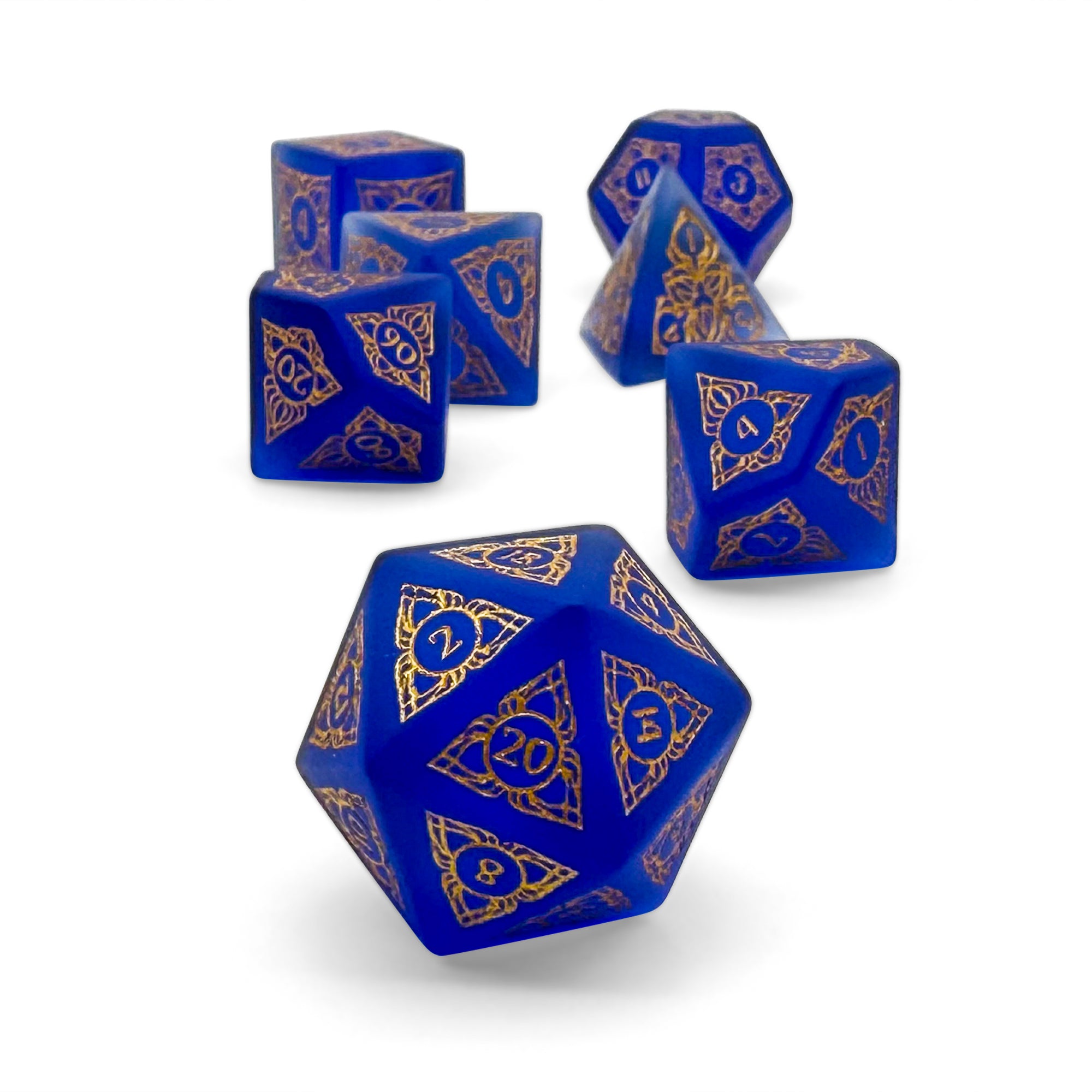 Sylvan Weaver - Frosted Sapphire Zircon-Glass Dice-Norse Foundry-Norse Foundry-glass dice-dungeons & dragons-d&d dice set-rpg dice set-glass dice set-d&d-perfect for tabletop rpgs