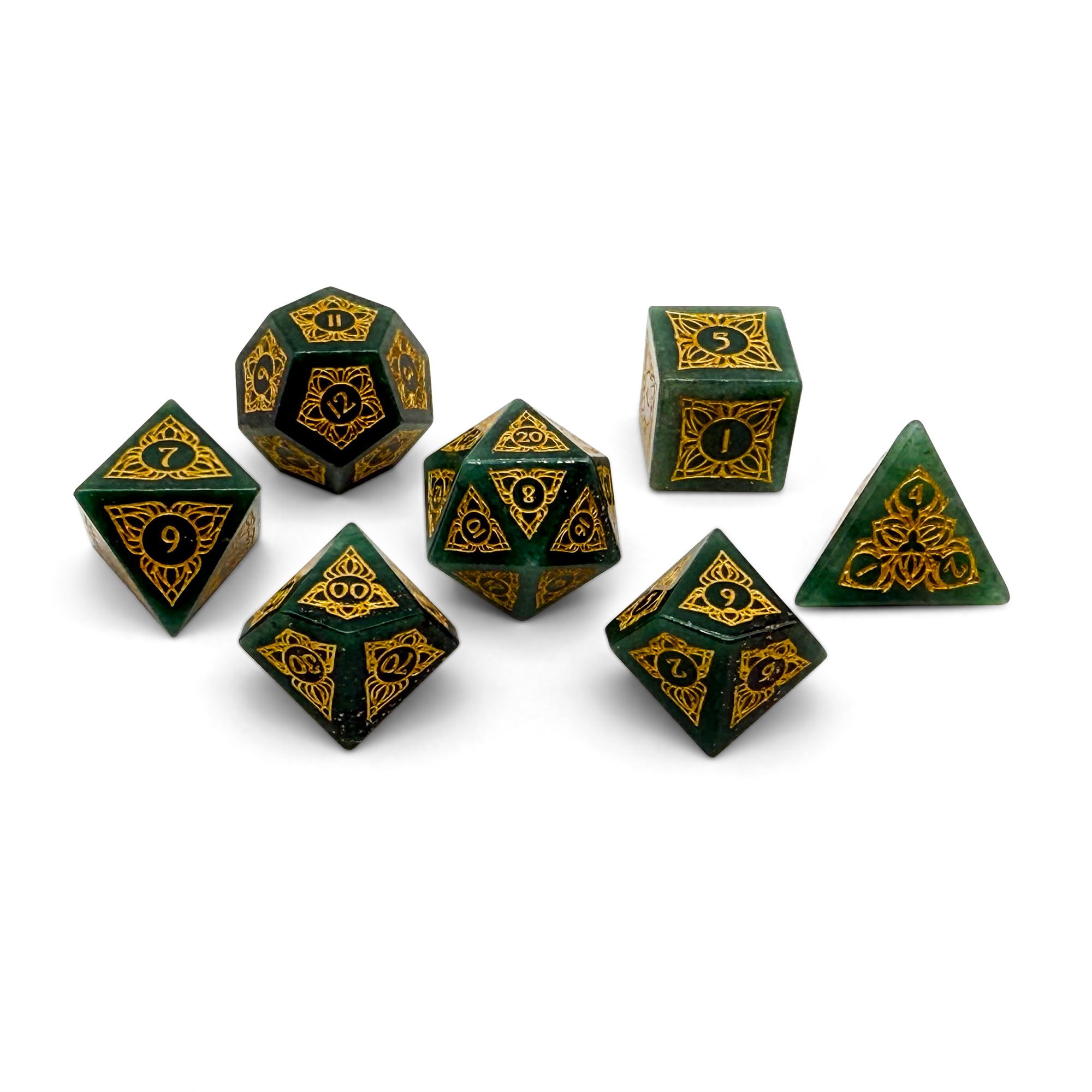 Sylvan Weaver - Green Aventurine-Gemstone Dice-Norse Foundry-Dungeons and Dragons-D&D Dice-D20-Dice Set-D&D-Perfect for Tabletop RPGs