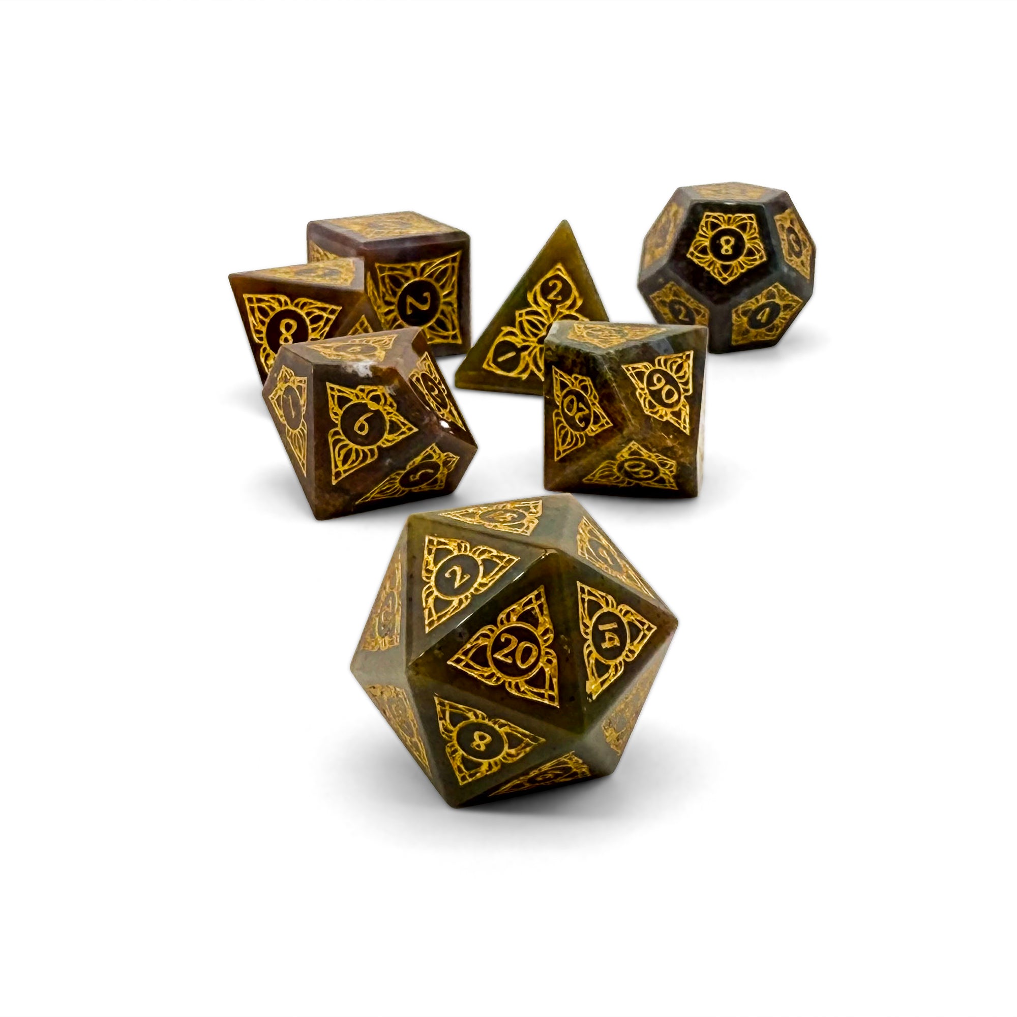 Sylvan Weaver - Indian Agate-Gemstone Dice-Norse Foundry-Norse Foundry-dungeons & dragons-d&d dice set-rpg dice set-gemstone dice set-d&d-perfect for tabletop rpgs