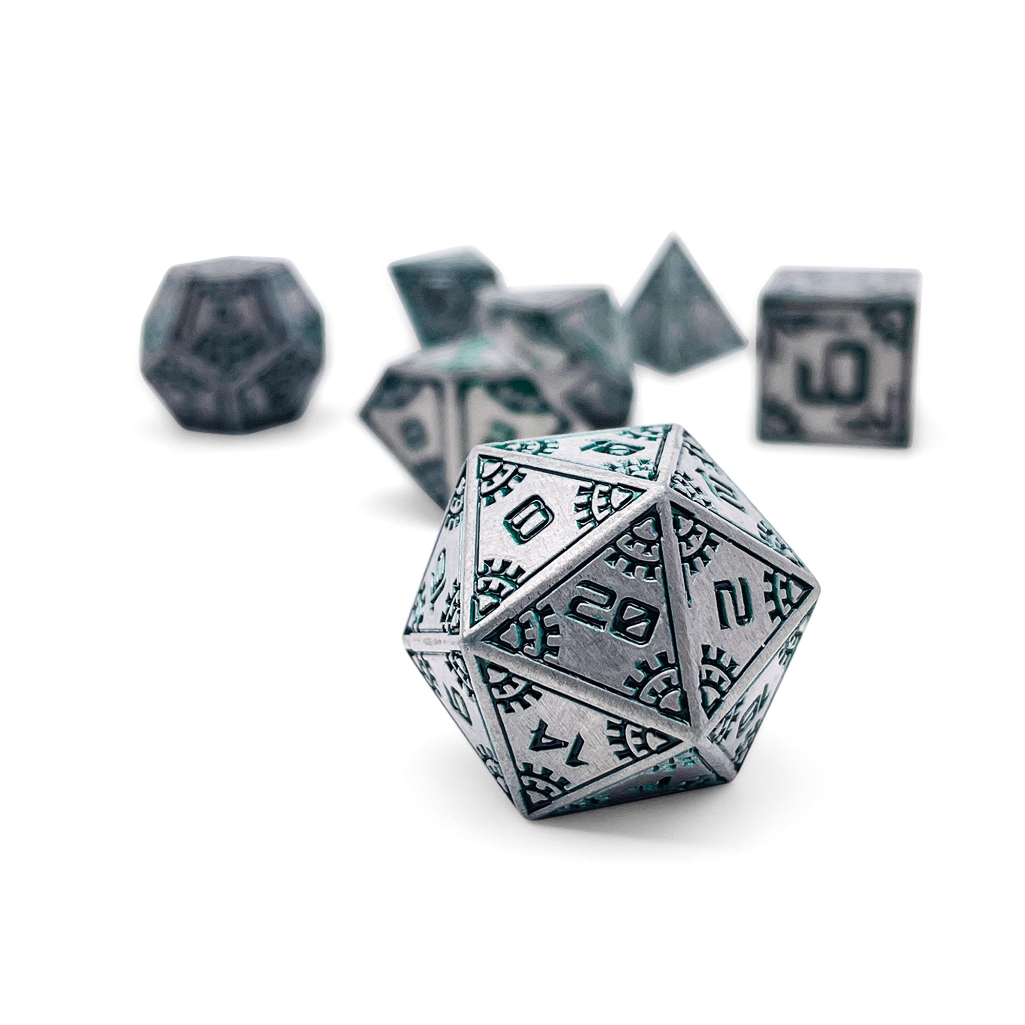 Tractor Beam - Space Dice 7 Piece RPG Set Alloy Metal Dice-Metal - Zinc Alloy Dice-Norse Foundry-Dungeons and Dragons-DND Dice-D20-Metal Dice Set-DND-D&D Metal Dice Set-Perfect for Tabletop RPGs