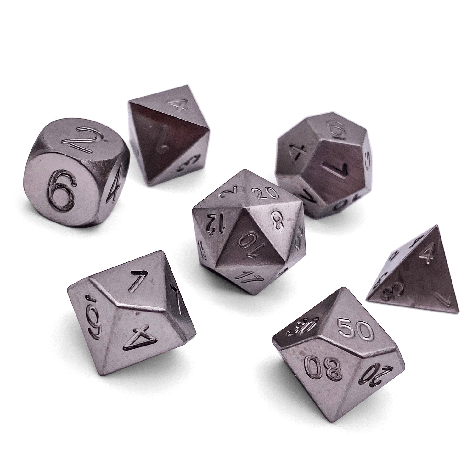 Tungsten - 7 Piece RPG Set True Metal Dice-Metal Dice-Norse Foundry-Norse Foundry-dungeons & dragons-d&d dice set-rpg dice set-metal dice set-d&d-luxury dice-perfect for tabletop rpgs