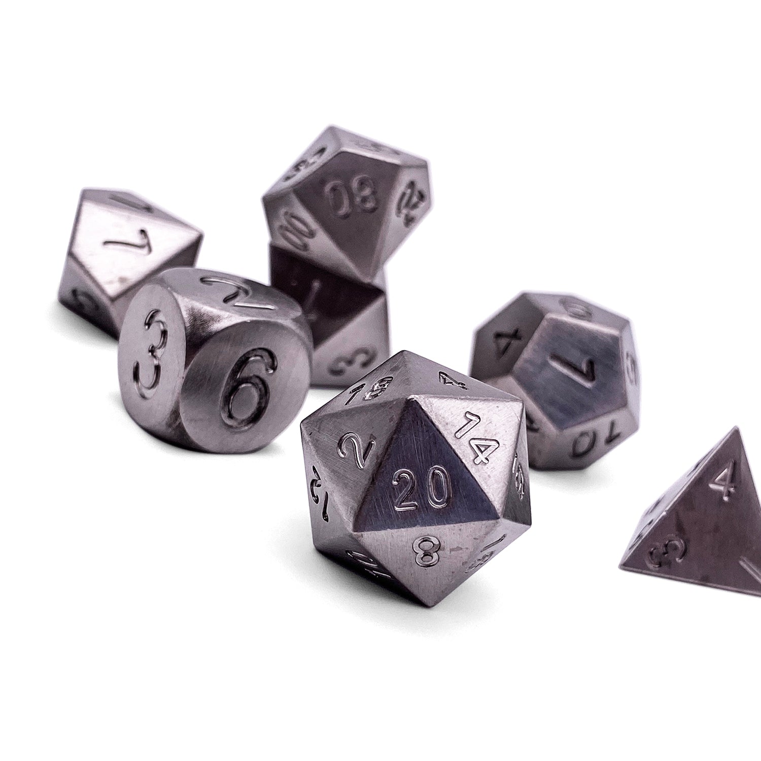 Tungsten - 7 Piece RPG Set True Metal Dice-Metal Dice-Norse Foundry-Norse Foundry-dungeons & dragons-d&d dice set-rpg dice set-metal dice set-d&d-luxury dice-perfect for tabletop rpgs