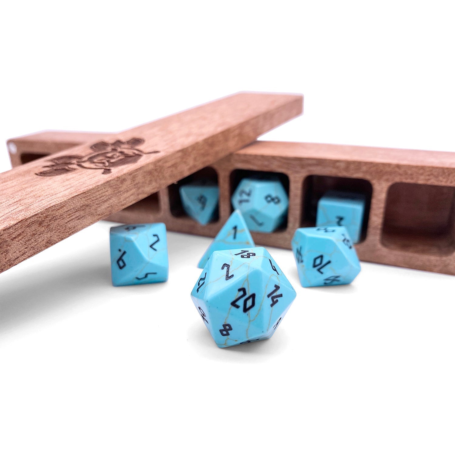 Turquoise - 7 Piece RPG Set Gemstone Dice-Gemstone Dice-Norse Foundry-Gemstone Dice-Dungeons & Dragons Dice-Gem Dice-D&D Dice-Gaming Dice-Perfect for Tabletop RPGs-Dice Set
