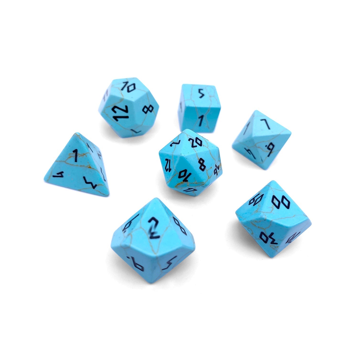 Turquoise - 7 Piece RPG Set Gemstone Dice-Gemstone Dice-Norse Foundry-Gemstone Dice-Dungeons and Dragons Dice-Gem Dice-DND Dice-Gaming Dice-Perfect for Tabletop RPGs-Dice Set