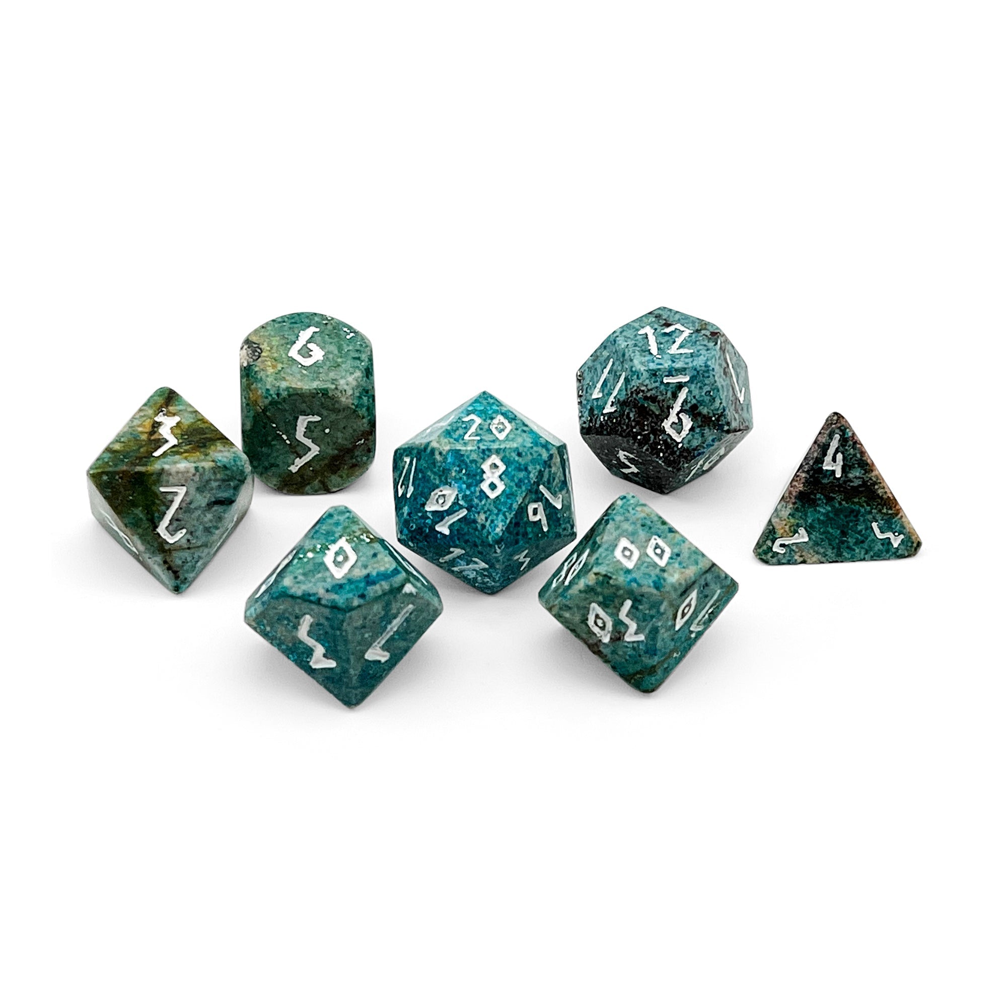 Turquoise Blue Coral Fossil - 7 Piece RPG Set Gemstone Dice-Gemstone Dice-Norse Foundry-Gemstone Dice-Dungeons and Dragons Dice-Gem Dice-D&D Dice-Gaming Dice-Perfect for Tabletop RPGs-Dice Set
