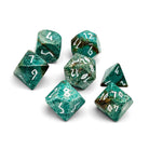 Turquoise Green Coral Fossil - 7 Piece RPG Set Gemstone Dice-Gemstone Dice-Norse Foundry-Gemstone Dice-Dungeons & Dragons Dice-Gem Dice-D&D Dice-Gaming Dice-Perfect for Tabletop RPGs-Dice Set