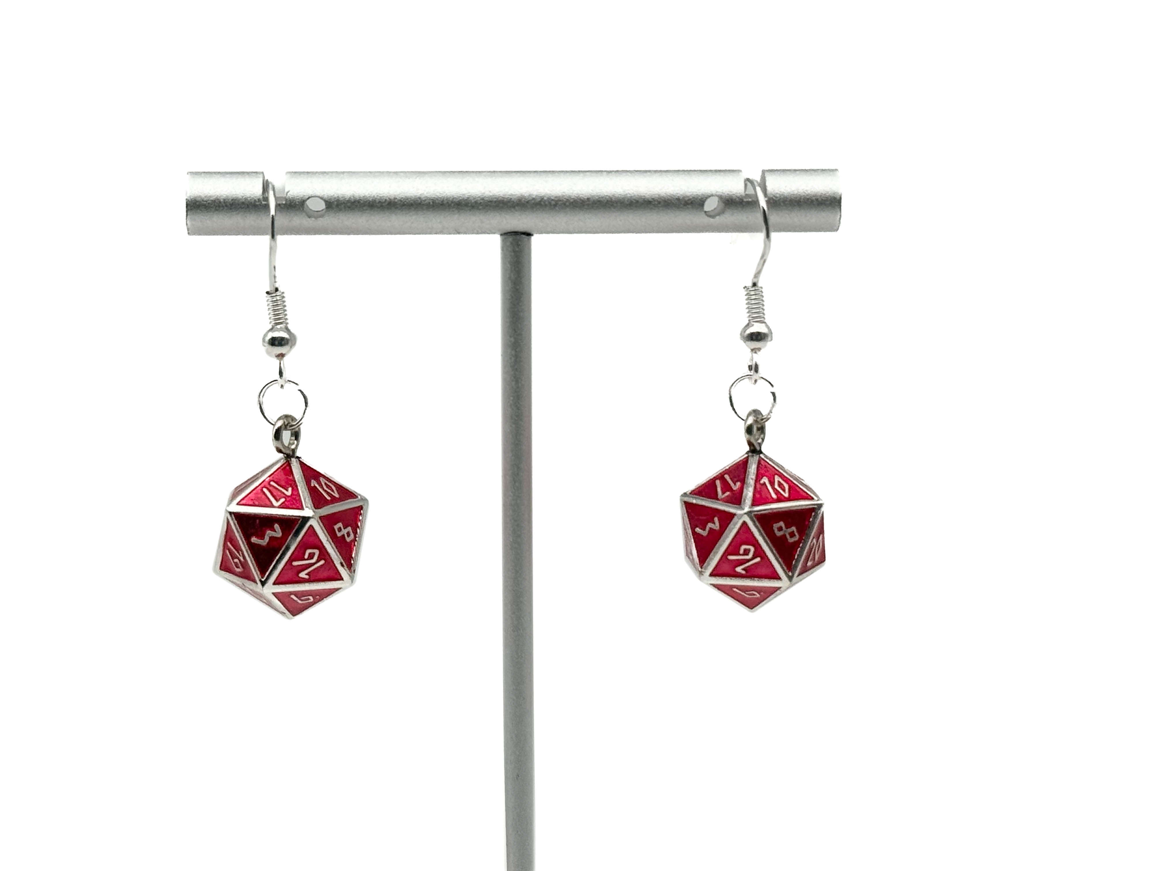 Vampire Blood - Ioun Stone D20 Dice Earrings by Norse Foundry-Earrings-Norse Foundry-dungeons and dragons-d&d-dungeons & dragons-earrings-d&d accessories-dice earrings-d20 earrings
