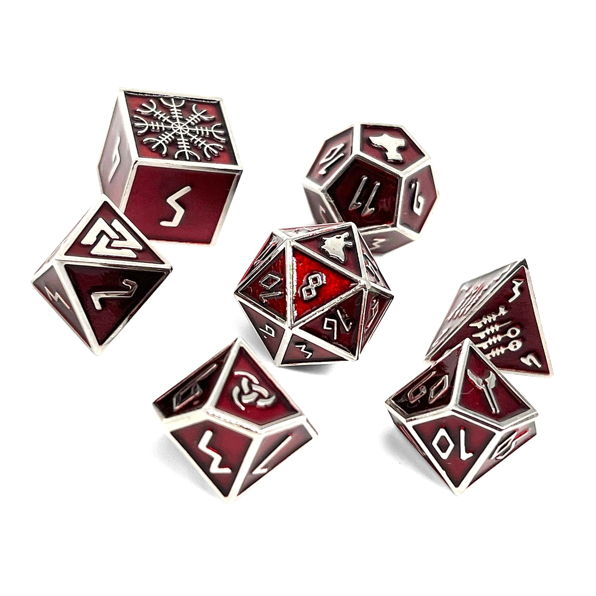 Vampire Blood - Norse Themed Metal Dice Set-Zinc Alloy Dice-Norse Foundry-Dungeons and Dragons-DND Dice-D20-Metal Dice Set-DND-D&D Metal Dice Set-Perfect for Tabletop RPGs