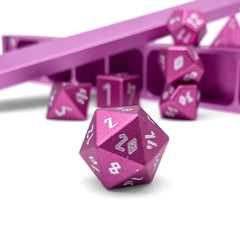 Warlock Pink - 7 Piece RPG Set with Case 6063 Aluminum Dice