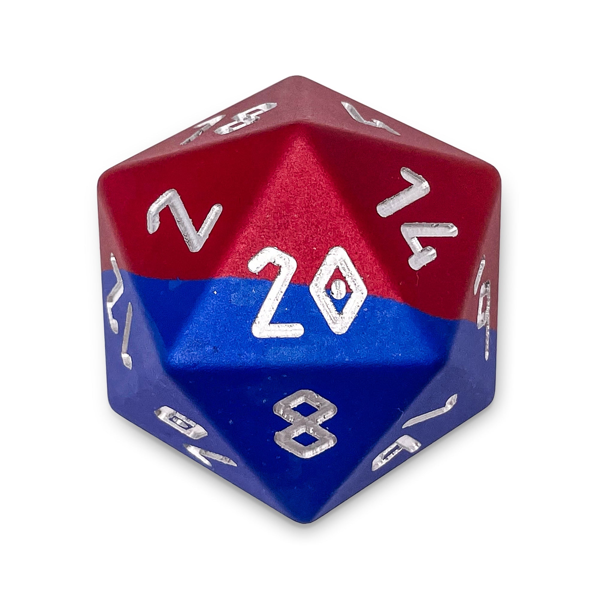 Web Slinger - Boulder® 55mm 6063 Aluminum Hybrid Dice-Aluminum Dice-Norse Foundry-Norse Foundry-aluminum dice-dungeons & dragons-d&d dice-rpg dice-d20-d&d-55mm-oversize-boulder-perfect for tabletop rpgs