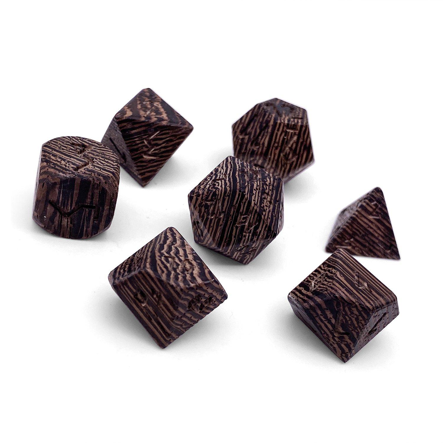 Wenge - 7 Piece RPG Wooden Dice Set-Wooden Dice-Norse Foundry-Norse Foundry-wood dice set-dungeons & dragons-d&d dice set-rpg dice set-wood dice set-d&d-perfect for tabletop rpgs
