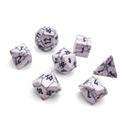 White Howlite - 7 Piece RPG Set Gemstone Dice-Gemstone Dice-Norse Foundry-Gemstone Dice-Dungeons & Dragons Dice-Gem Dice-DnD Dice-Gaming Dice-Perfect for Tabletop RPGs-Dice Set