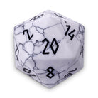 White Howlite - Boulder® 30mm Gemstone Dice-Boulder-Norse Foundry-Dungeons and Dragons Dice-dnd-Gem Dice-D20-Gemstone D20-Collectible D20 Dice-Giant D20 for D&D