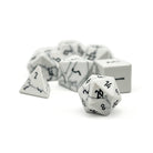 White Howlite - Pebble RPG Set Gemstone Dice-Pebbles-Norse Foundry-Norse Foundry-dungeons & dragons-d&d dice set-rpg dice set-gemstone dice set-d&d-mini dice set-10mm to 12mm-perfect for tabletop rpgs