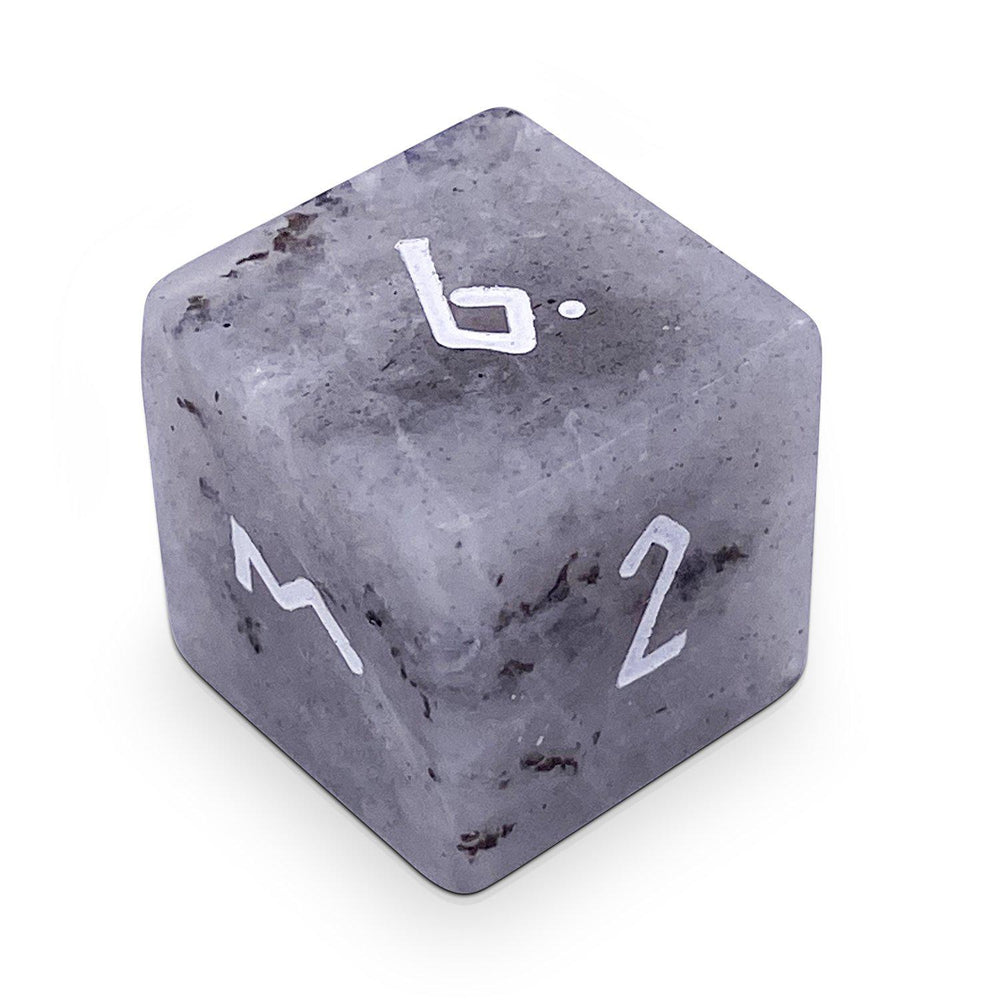 White Labradorite - Single D6 Gemstone Dice