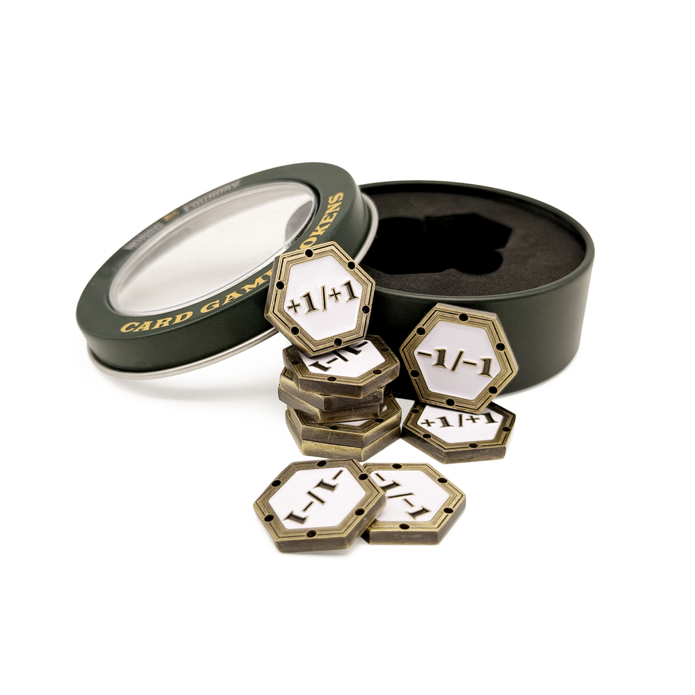 +1/+1 & -1/-1 CCG Tokens - Gold with White