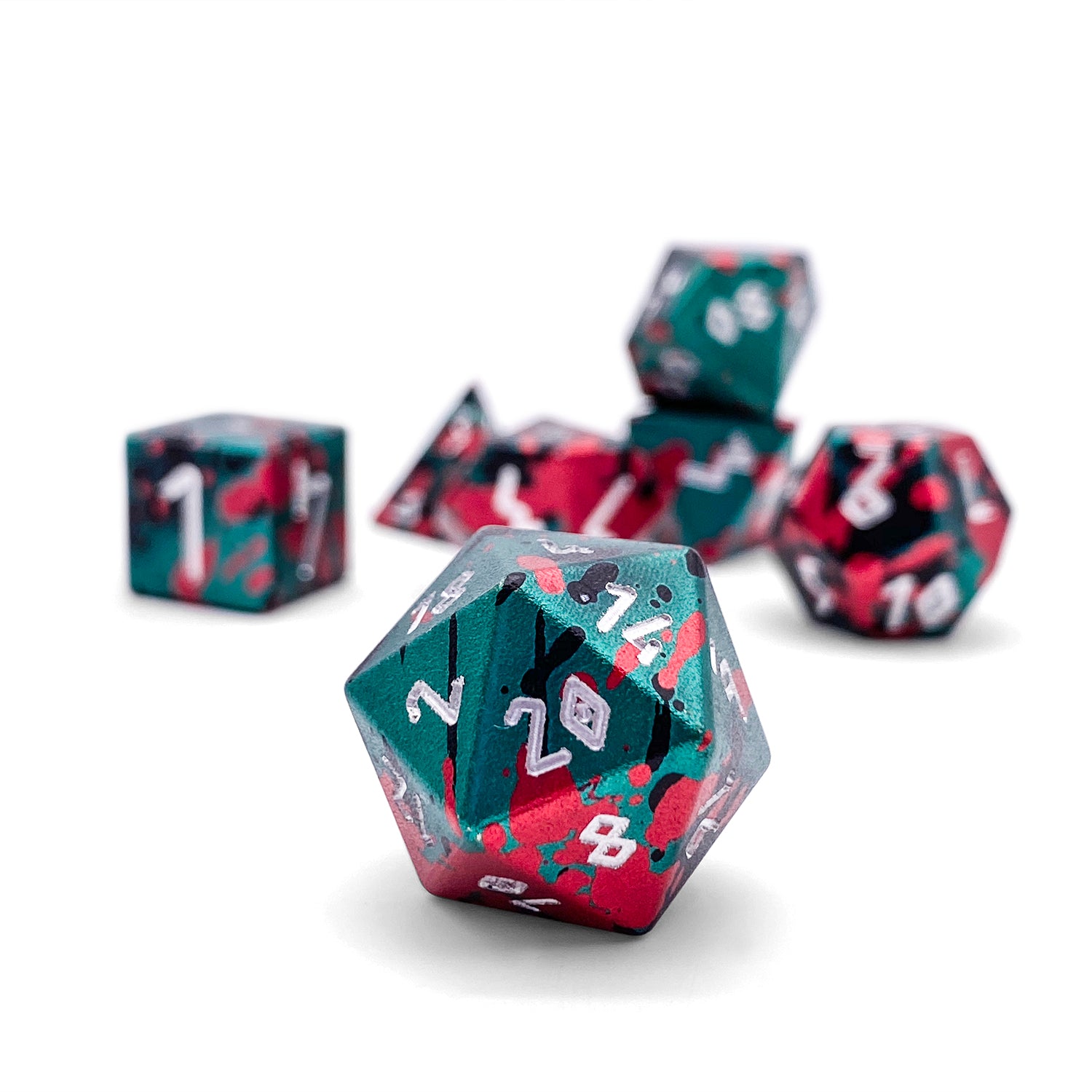 Wild Hunt - 7 Piece RPG Set 6063 Aluminum Wondrous Dice-Aluminum Dice-Norse Foundry-Norse Foundry-aluminum dice-dungeons & dragons-d&d dice set-rpg dice set-aluminum d&d dice set-d&d-lightweight-perfect for tabletop rpgs